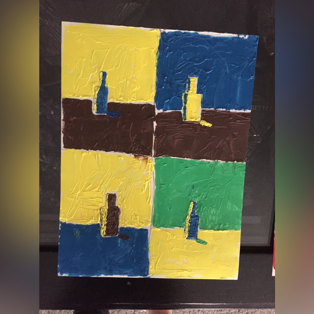 Wine bottles, oil in canvas